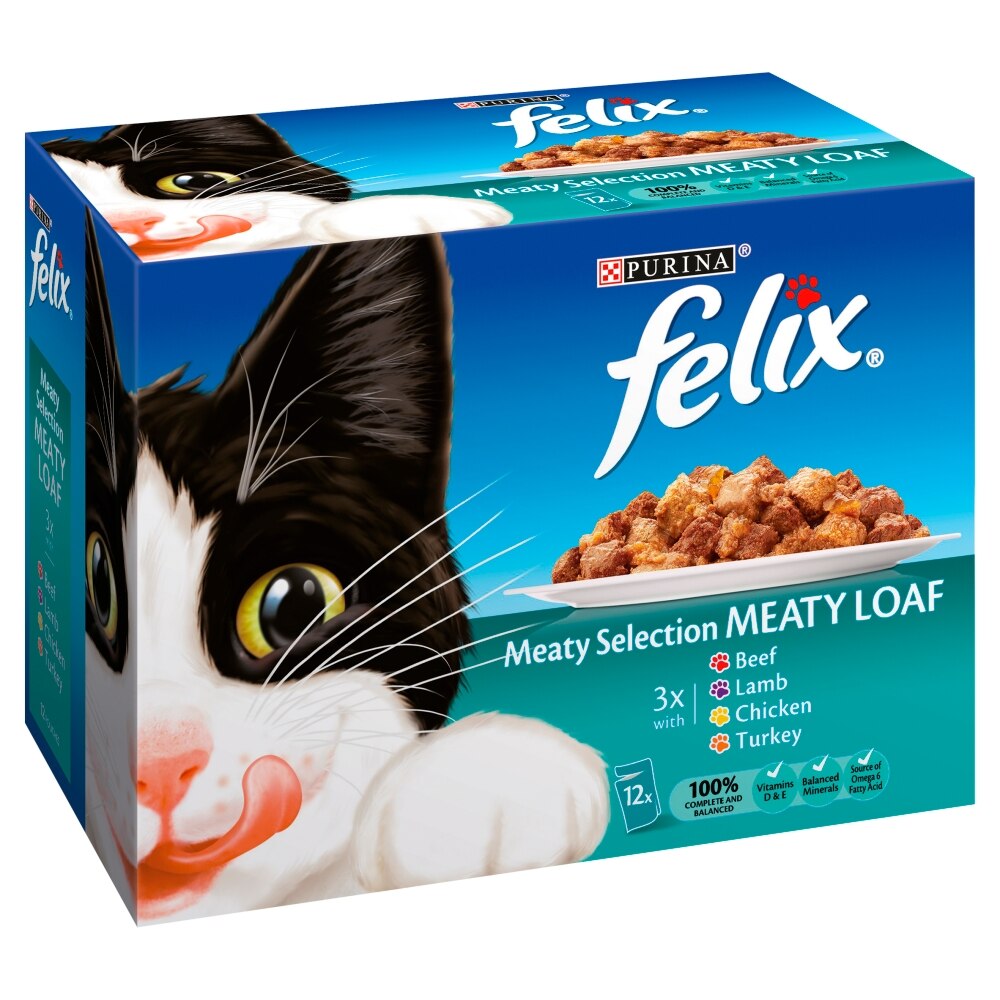 Felix Pouch Meat Selection Meaty Loaf 12 Pack Cat Food - 100g
